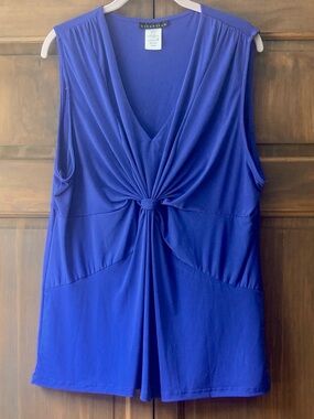 Attention Blue-Purple Sleeveless Knot-Front Top XXL